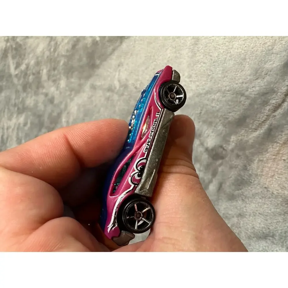 Hot Wheels Bye Focal Blue Pink Diecast Race Car Vintage